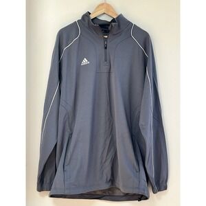 Adidas Men's 1/4 Zip Long Sleeve Pullover Size Large Gray Polyester Pockets